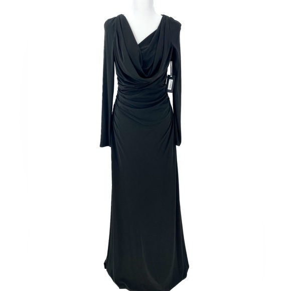 VERA WANG Women's Long Sleeve Matte Jersey Cowl Neck Gown / Size 6, 8, 14 NWT - Picture 9 of 11